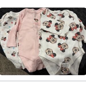 Disney Minnie Mouse Bodysuit Trio - Pink, White, and Cream